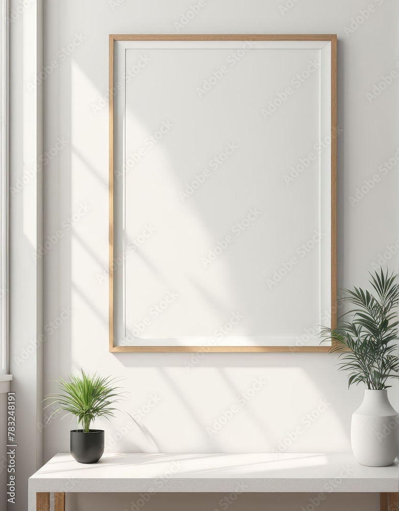 Close-up frame mockup in room interior, 3d rendering Close-up frame mockup in room interior, 3d rendering