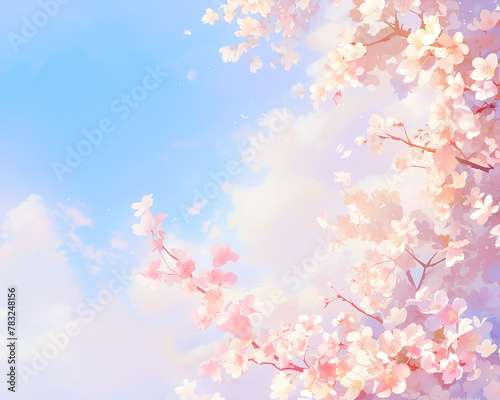 Cherry blossoms, spring, scenery, romantic, sky, © jinseo lee