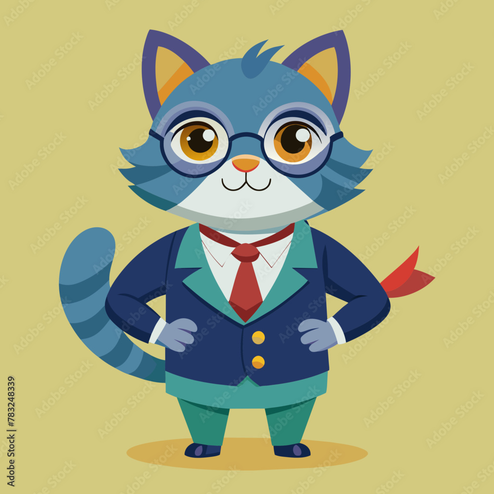 Clever Cat Teacher Vector Illustration for Educational Purposes