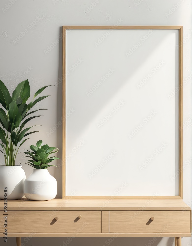 Close-up frame mockup in room interior, 3d rendering Close-up frame mockup in room interior, 3d rendering