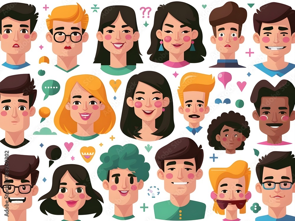 Illustration group of people faces
