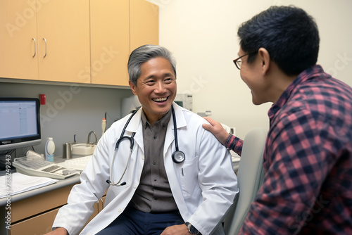 Patient thanking doctor for help