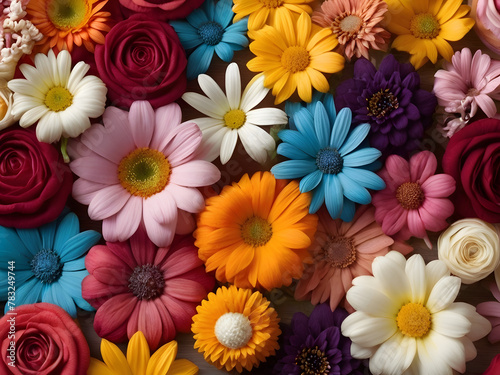 Amazing Illustration Art of Colorful flowers as a panoramic background decorative wallpaper  