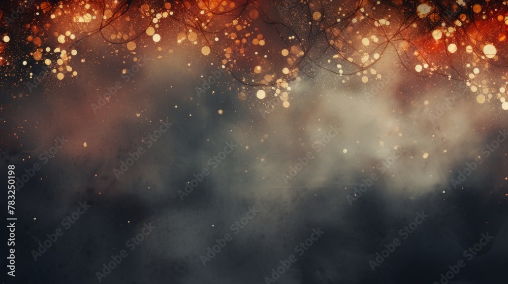 Abstract banner background with sparkling glitter on a blurred dark background with copy space