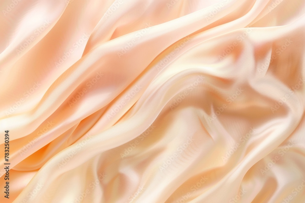 Abstract background with peach fuzz color waves, silk fabric