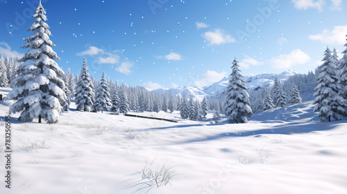 winter landscape with trees.