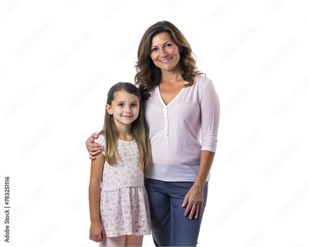 front view smiley mom and daughter