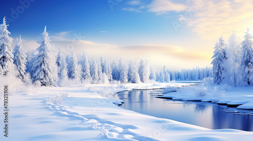 winter landscape with trees. © Shades3d