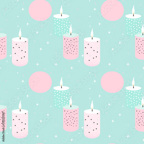Hand-made aromatic candles seamless pattern. Spa and aromatherapy. Ideal for packaging or branding, cosmetics, perfume, soap, candle making, label. © Maryna