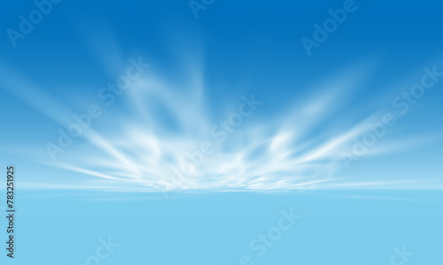 Realistic white clouds smoke on blue sky background vector illustration