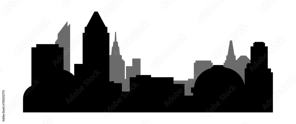 Black Silhouette Cityscape Vector Vol 3, Urban view Elements for background, Editable EPS, PNG