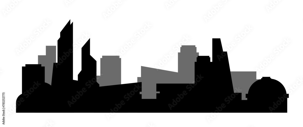 Black Silhouette Cityscape Vector Vol 4, Urban view Elements for background, Editable EPS, PNG