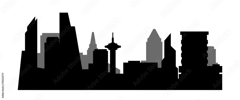 Black Silhouette Cityscape Vector Vol 2, Urban view Elements for background, Editable EPS, PNG