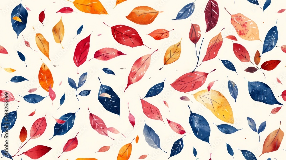 Colorful Leaves Painting on White Background
