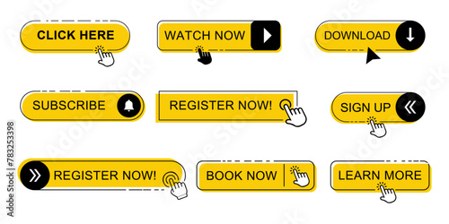 Read More, learn more, buy now, download, watch now, book more colorful button set. UI UX website button 