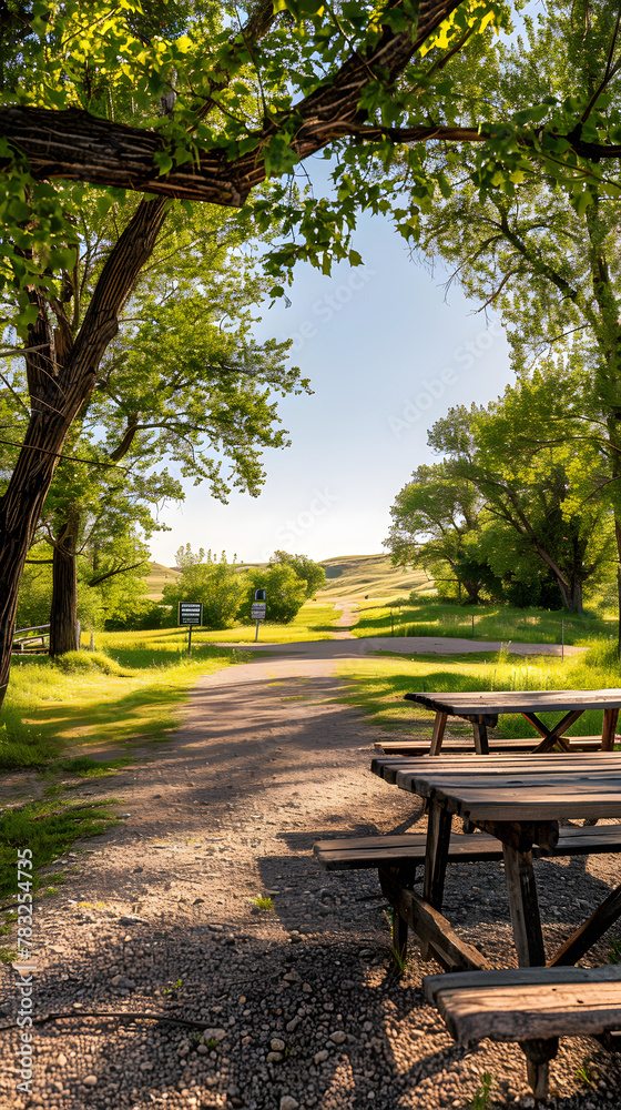 Scenic Exploration: An Early Morning View of a Tranquil North Dakota State Park with Easy Reservation