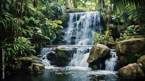 waterfall in the forest.