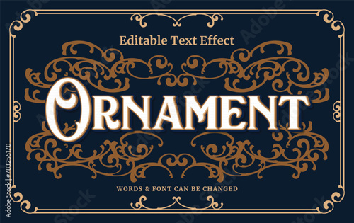 Victorian text effect editable text style and ornaments