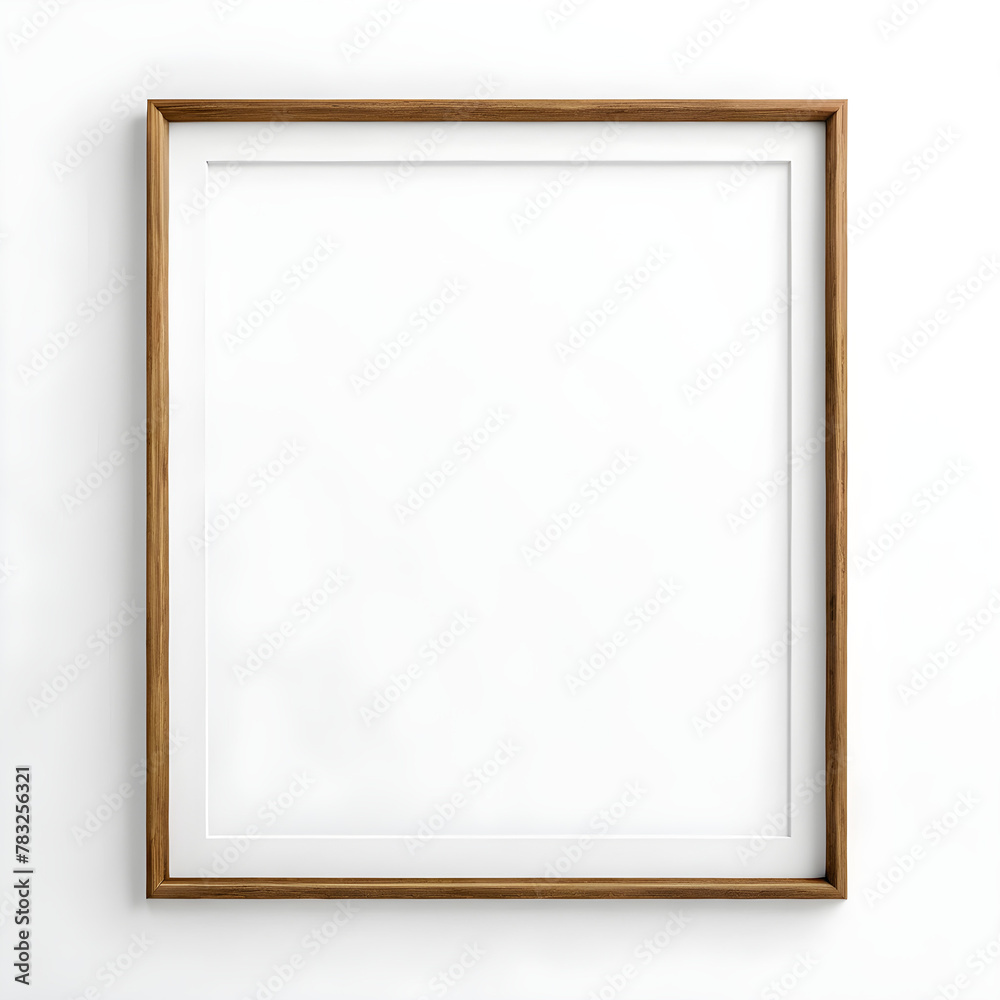 Frame mockup, midtone wood, white background, vertical Frame mockup, midtone wood, white background, vertical