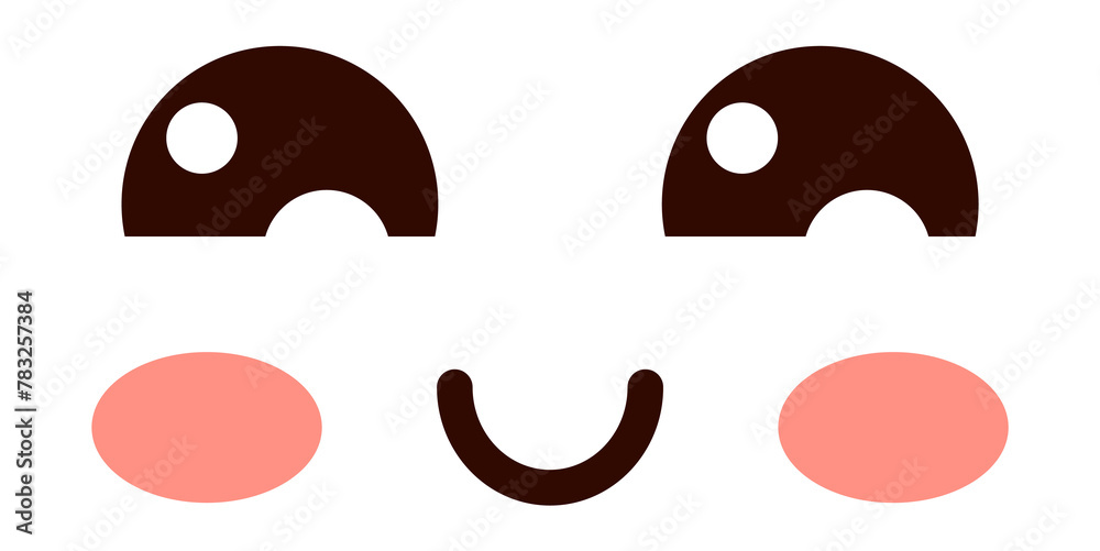 Cute kawaii face. Happy emoji. Comic smile