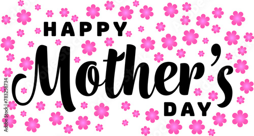 Happy Mother's Day with Pink Gradient Flowers Surrounding 