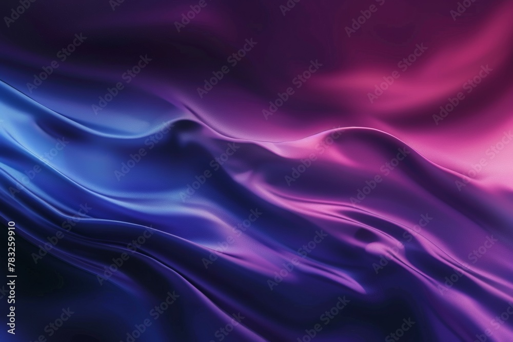 Abstract background with gradient blue and purple color waves of silk fabric