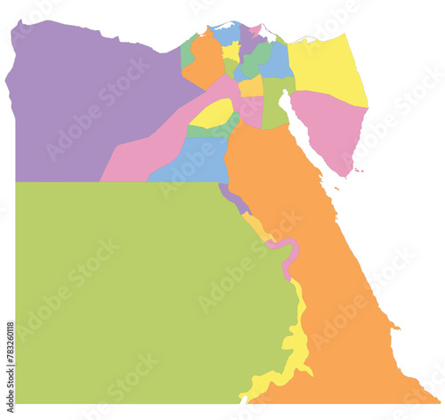 Outline of the map of Egypt with regions