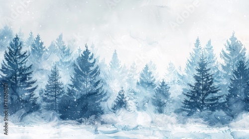 A painting of a serene snowy landscape, perfect for winter themes