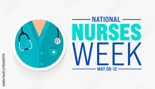 6th to 12th May is National nurses week background template with nurse dress. Medical and health care concept. Celebrated annually in United States. Thank you nurses or honour of the nurses. photo