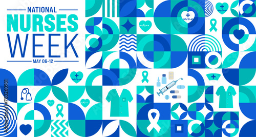 6th to 12th May is National nurses week background with geometric shape pattern template. Medical and health care concept. Celebrated annually in United States. Thank you nurses or honour of the nurse