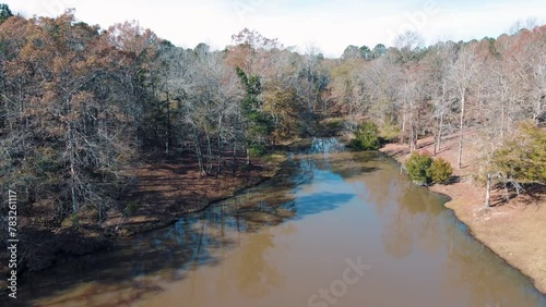 Aerial landscape of trees and a pond in rural southern Grovetown Augusta Georgia photo