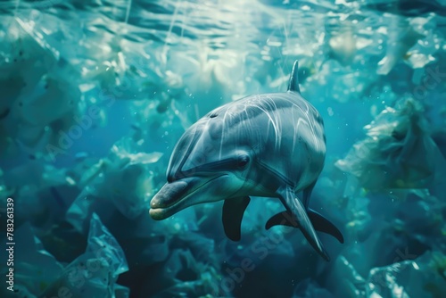 A dolphin gracefully swimming in the ocean  perfect for marine-themed designs