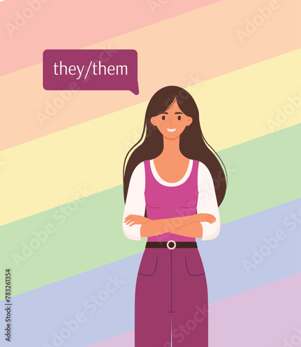 Young girl with the gender pronoun they photo