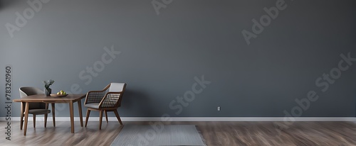 Living room with wooden table and armchair. photo