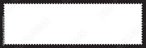 Blank vintage postage stamp on black background. Mockup with perforations for your picture text or design