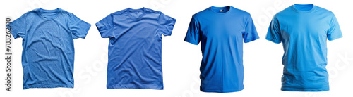 Collection of blank blue t-shirts isolated on transparent background. © paulmalaianu