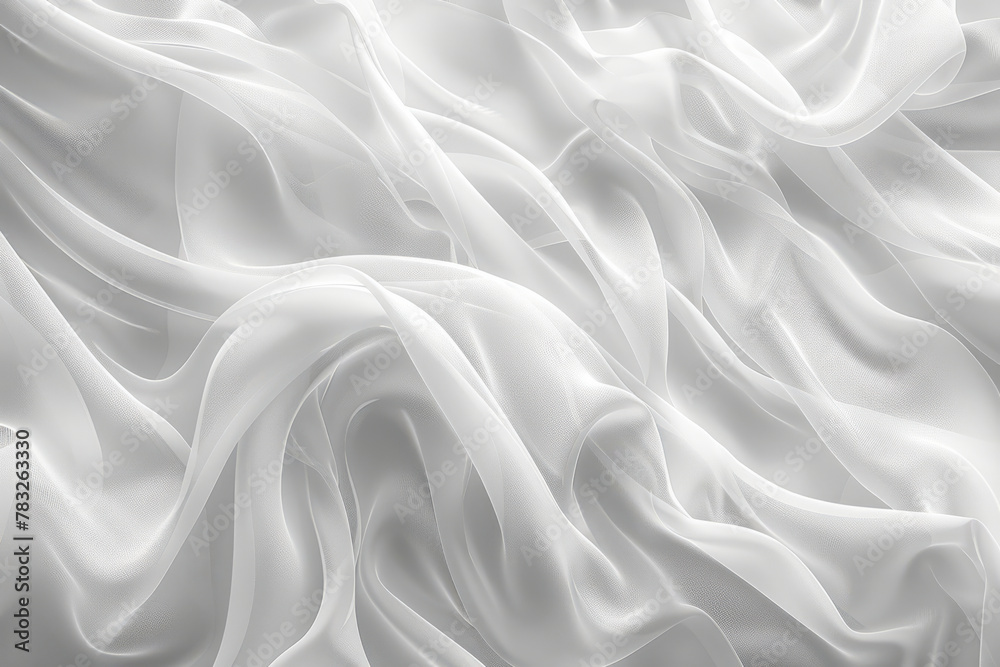 Obraz premium Elegant White Silk Fabric Texture with Soft Waves and Light Reflections