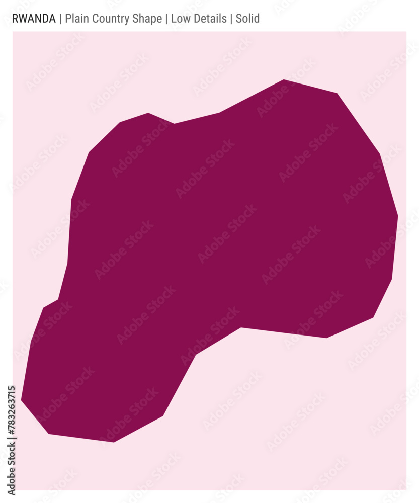Rwanda plain country map. Low details. Solid style. Shape of Rwanda. Vector illustration. Rwanda plain country map. Low details. Solid style. Shape of Rwanda. Vector illustration.