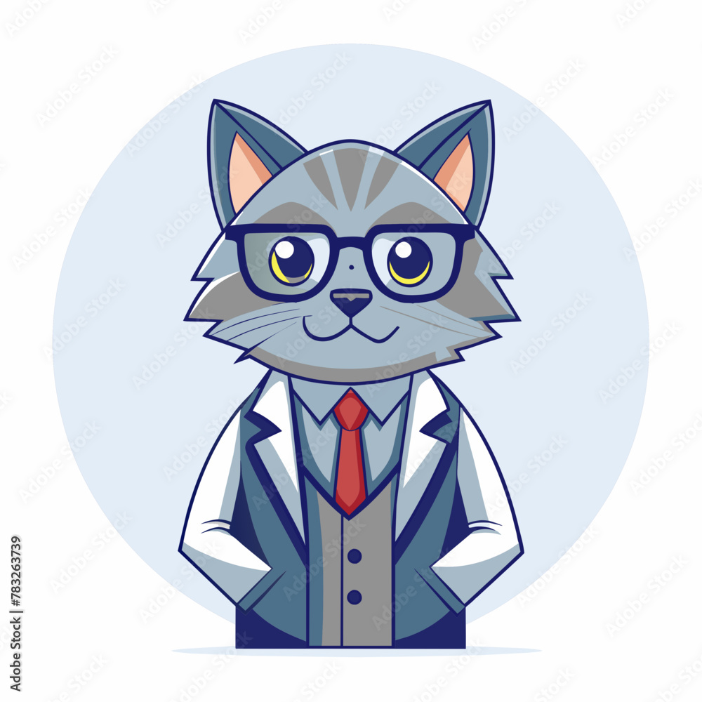 Adorable Teacher Cat Vector Illustration for Educational Delight