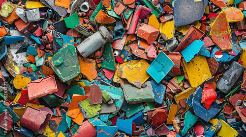 Colorful playground remnants create a mosaic of memories