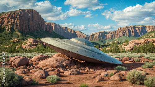 A UFO flying saucer crashed in rocky west