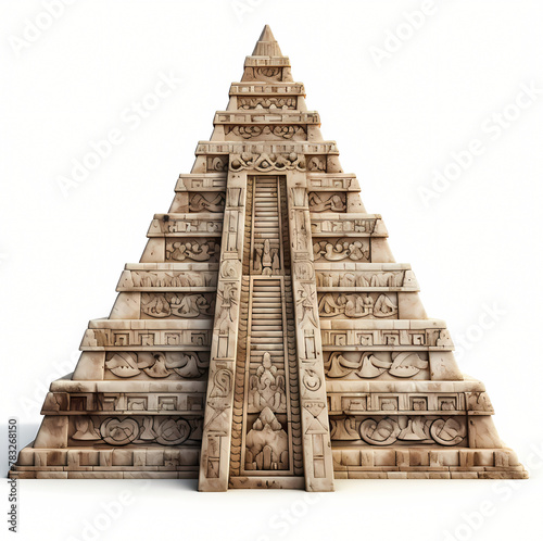 Mayan Pyramid Replica with Hieroglyphics and Stairs