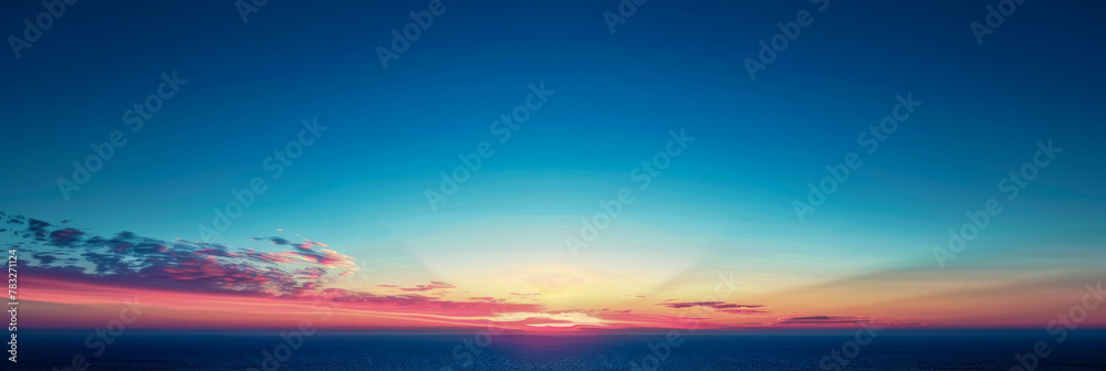 Serene Ocean Sunset Panorama with Radiant Sky