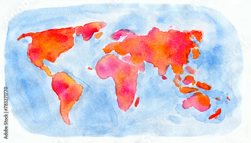 watercolor world map v.2 photo