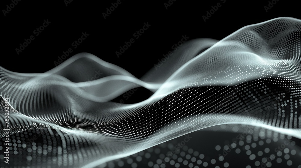 Digital technology background, wave with many dots and particles. Digital technology background, wave with many dots and particles.