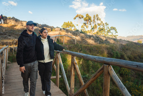 Tourist couple in Cusco, Peru photo