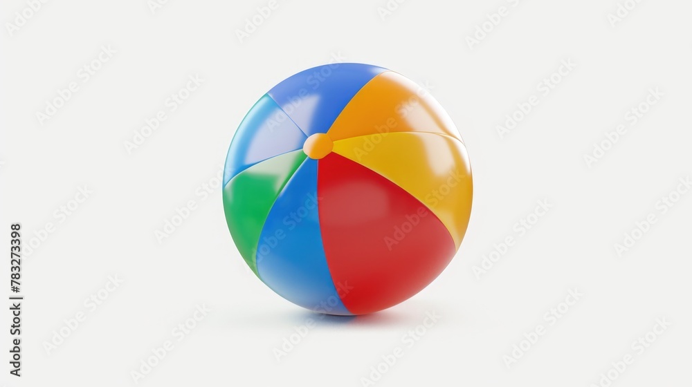Vibrant beach ball on a clean white background, perfect for summer designs Vibrant beach ball on a clean white background, perfect for summer designs