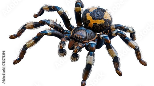 A large spider sitting on top of a white surface. Suitable for nature and wildlife themes