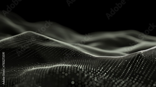 Digital technology background, wave with many dots and particles.