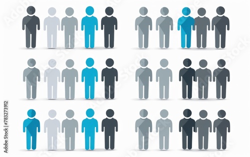 set of icons for group, people icon with crowd in grey and blue colors on white background Generative AI